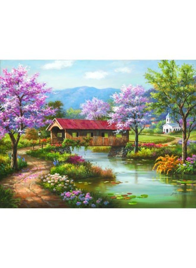 300-Piece Covered Bridge in Spring Jigsaw Puzzle